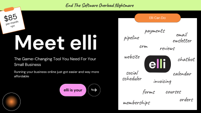 Seriously, Elli is a game-changer. We've packed in all the goodies you need to run your business smoothly and effortlessly. From creating killer sales funnels to sending personalized emails, managing your contacts and social posting, Elli does it all. 